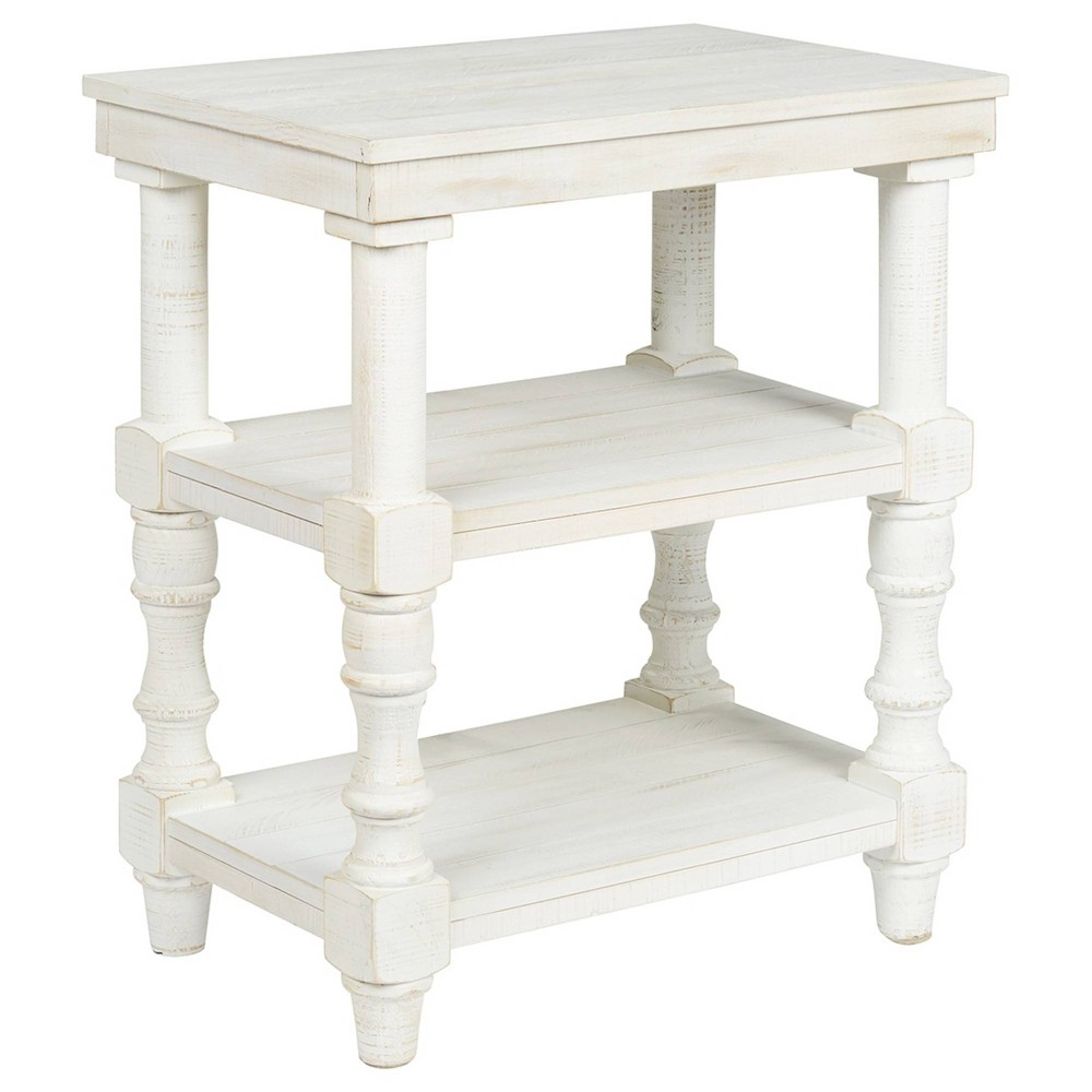 2 Shelves and 2 USB Ports with Wooden Accent Table White Benzara For Sale