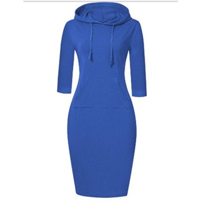 Coolmee Women's Casual Pocket Slim Pullover Maxi Hoodie Dress