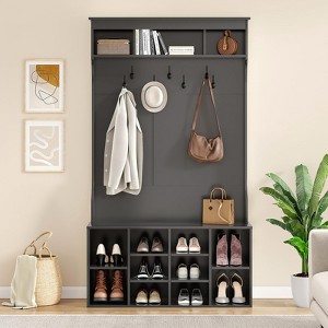 Okak 70.9IN Tall Storage Cabinet with Bench and Shelves, Freestanding Entryway Cabinet with 7 Coat Racks, Entryway Shoe Storage - 1 of 4