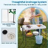 Outdoor Fish Cleaning Table with Sink, Portable Folding Camping Table with Faucet, Drainage Hose & Sprayer, Fish Cleaning Station for Picnic, Patio - 4 of 4