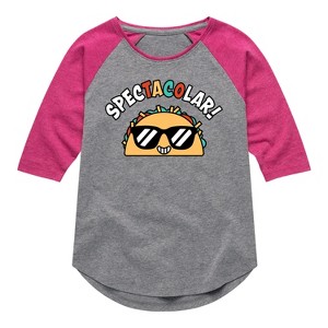 Girls' - Instant Message - Spectacolar Shirt Tail Raglan Graphic T-shirt - 1 of 4