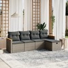 vidaXL 5 Piece Patio Sofa Set with Cushions Gray Poly Rattan - without storage - 2 of 4