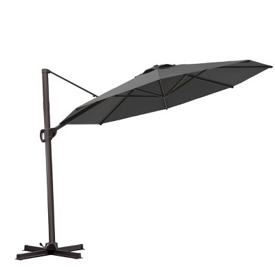 Pellebant 11FT Patio Offset Cantilever Umbrella Round with 360 Rotation 6 Heights Adjustable Outdoor Umbrella