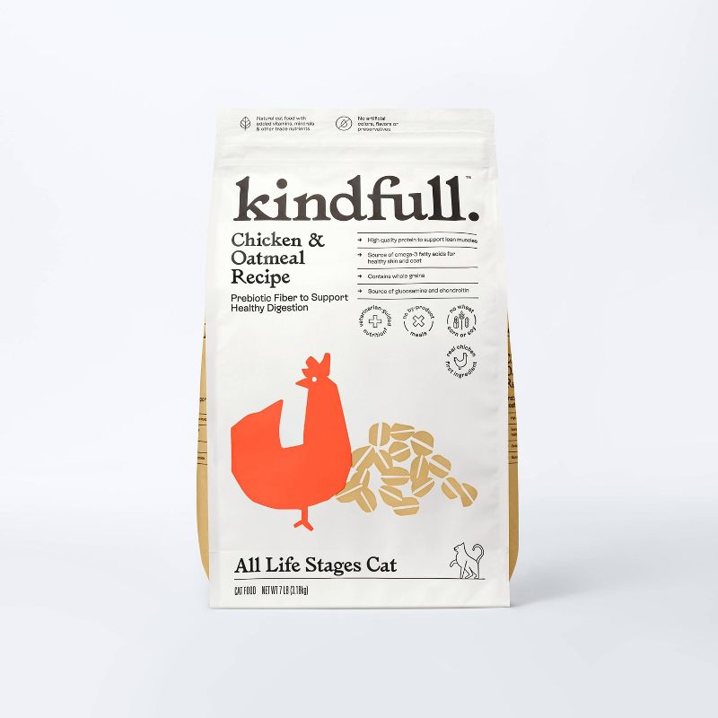Chicken &#38; Oatmeal Recipe Dry Cat Food - 7lbs - Kindfull&#8482;, 1 of 6