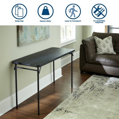 Sleek Black 20" x 48" Vinyl-Top Foldable Utility Table