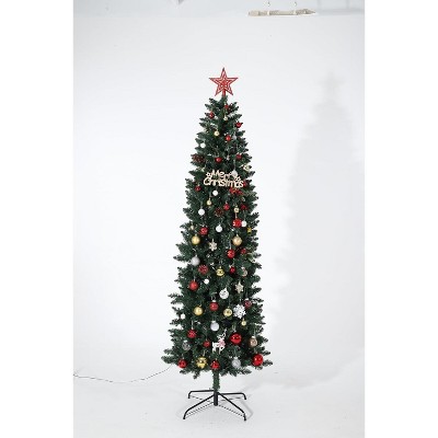Artificial Christmas Tree, Pre-Lit Pencil Christmas Tree,Dual LED Light, Xmas Tree Holiday Decoration for Home, Office, Party