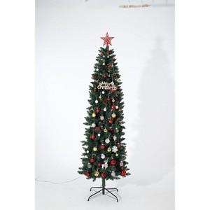 Artificial Christmas Tree, Pre-Lit Pencil Christmas Tree,Dual LED Light, Xmas Tree Holiday Decoration for Home, Office, Party - 1 of 1