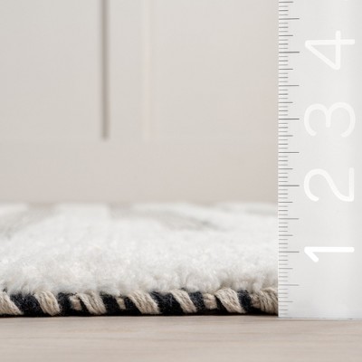 Ivory and Gray Tufted Wool Cotton Rectangular Area Rug