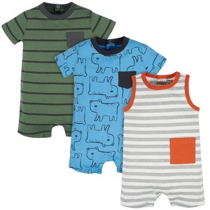 Onesies Brand Boys' 3-Pack Short Sleeve and Sleeveless Rompers - 1 of 4