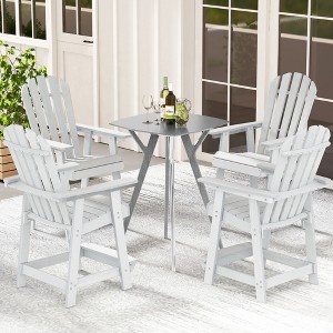 Tangkula 4PCS Bar Stool HDPE Chair w/ Armrest Footrest Home Indoor Outdoor Patio White - 1 of 4