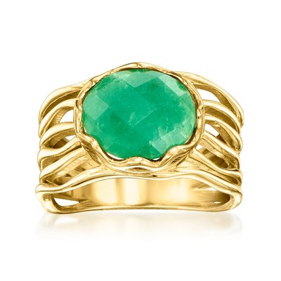Ross-Simons 3.00 Carat Emerald Multi-Row Ring in 18kt Gold Over Sterling
