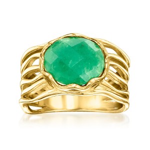 Ross-Simons 3.00 Carat Emerald Multi-Row Ring in 18kt Gold Over Sterling - 1 of 4