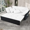 DOMETOUR Chenille Loveseat Convertible Pull Out Sofa Bed Queen Size, 3-in-1 Convertible Sleeper Couch with Thicked Cushions and Side Storage - 3 of 4