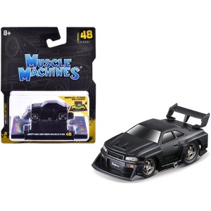 1999 Nissan Skyline GT-R (R34) #5 "Liberty Walk" Matt Black 1/64 Diecast Model Car by Muscle Machines - 1 of 3