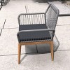Moda Furnishings 2pcs Outdoor Acacia Wood Rope Weaving Chair With Black Cushions - 4 of 4