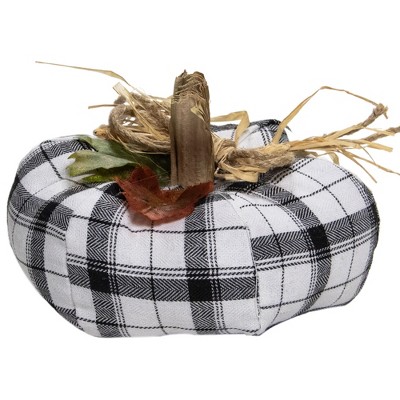 Northlight 5" Black and White Fabric Fall Harvest Tabletop Pumpkin