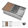 Undermount Kitchen Sink, 32x19 in Stainless Steel Kitchen- Single Bowl Sinks, Modern Top Mount 16 Gauge Workstation Sink-with Cutting Board - 2 of 4