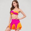 Anna-Kaci Swim Women's Colorblock Twist Bikini Top with Flared Swim Skirt Bottom for Playful and Sporty Beachwear Look - 3 of 4
