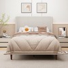 GDFStudio Lindsay Beige Upholstered Wood Bed Frame with Wingback and Solid Wood Legs - 3 of 4