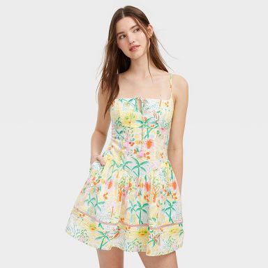 Women's Vacation Drop Waist Mini Dress Yellow/Green - Roller Rabbit x Target  XXS
