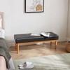 VECELO 44.5" Upholstered Entryway Bench, Dining Table Ottoman Seat with Solid Wood Legs, PU Leather End of Bed for Living Room or Bedroom, Black - 4 of 4
