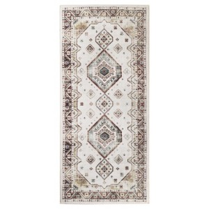 Elegant Floral Medallion Border Washable Indoor Area Rug by Blue Nile Mills - 1 of 4