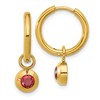 Chisel Stainless Steel Polished Yellow IP-plated with Removeable Red Cubic Zirconia Dangle Hinged Hoop Earrings - 2 of 4