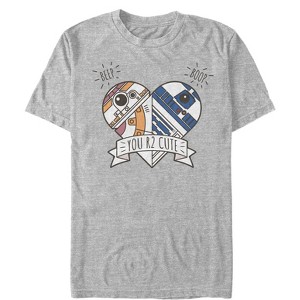 Men's Star Wars The Force Awakens ValentineCute Droid Heart T-Shirt - 1 of 4