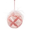 NAYSAYE Party Decoration and Accessories Glass Christmas Ball Ornaments Set of 4 for Christmas Tree Decorations, Pink, 4.7"*4.7"*0.11" - 4 of 4