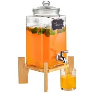 VEVOR Beverage Dispenser, 1.5 Gallon Drink Dispensers for Parties, 2PC,Glass Juice Dispenser with Stand, Stainless Steel Spigot - 1 of 4