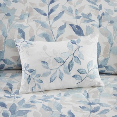 Leisha Blue Queen Microfiber Reversible 7-Piece Bedding Set