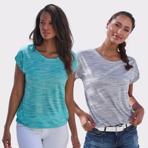 Women's 2 Pk Elastic Hem T-Shirts - LASCANA - 1 of 4
