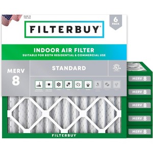 Filterbuy 21.25x21.25x2 Air Filter (6-Pack), Pleated MERV 8 Dust Defense Replacement HVAC AC Furnace Filters (Actual Size: 21.25 x 21.25 x 1.75) - 1 of 4