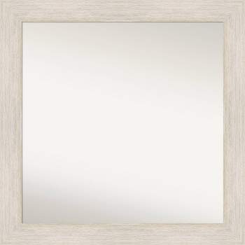 31" x 31" Non-Beveled Hard Whitewash Wood Wall Mirror - Amanti Art