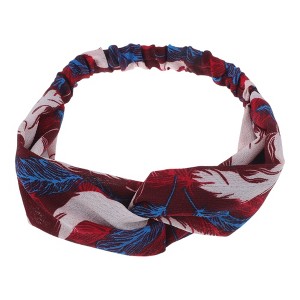 Unique Bargains Women's Fashion Feather Pattern Cross Elastic Hairband 1 Pc - 1 of 4