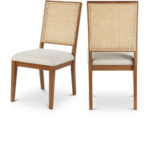 Meridian Furniture,Butterfly Cream Linen Textured Fabric Dining Chair, Set of 2 - 1 of 4