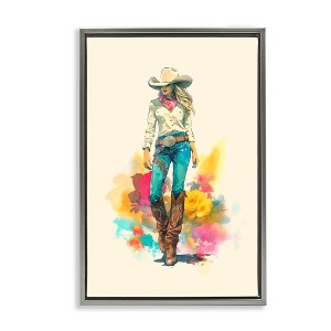 Stupell Industries Prairie Princess Cowgirl Black Floater Framed Canvas Wall Art - 1 of 4