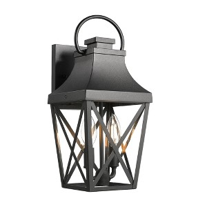 WELLFOR Outdoor Wall Porch Lights Fixtures with Clear Glass Shade Matte Black - 1 of 4