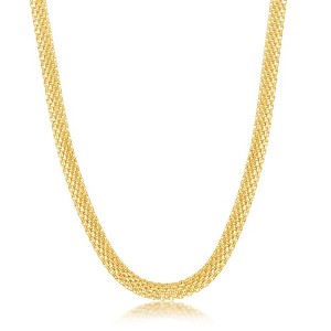 Links of Italy Sterling Silver 5mm Flat Mesh Chain - Rhodium Plated - Available Colors: Silver, Gold, Silver, Gold - 1 of 3