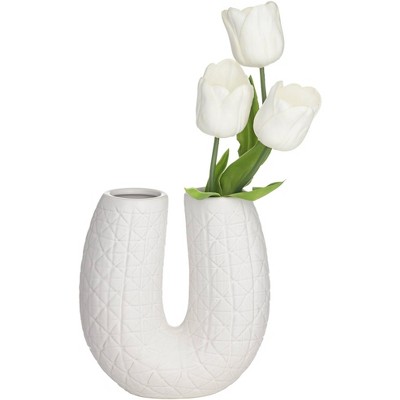 Albuquerque Matte White 12" Porcelain U-Shaped Decorative Vase