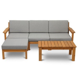 Karl Home Patio 5-Piece Wood Sectional Sofa Set - 1 of 4