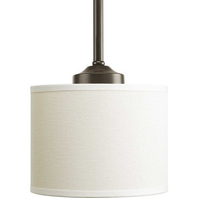 Brushed Nickel Mini Pendant with Off-White Linen Shade