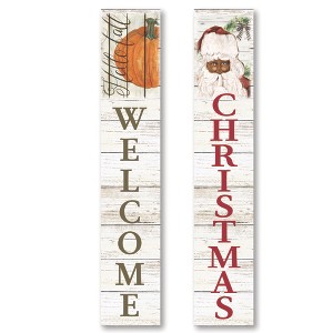 Courtside Market Pumpkin Welcome & Santa Christmas 7x40 Double-Sided Porch Sign - 1 of 3