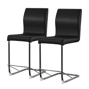 Simple Relax Set of 2 Upholstered Counter Height Chairs with Metal Legs in Black - 1 of 4