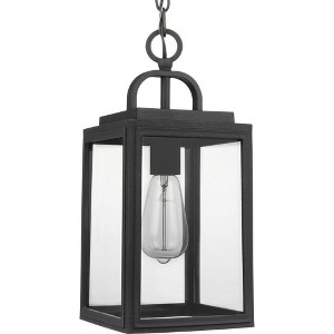 Progress Lighting Grandbury 1-Light Outdoor Hanging Lantern, Black, Clear Glass, DURASHIELD - 1 of 4