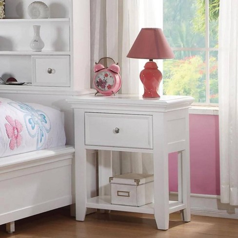 22 Lacey Nightstand White Acme Furniture Elegant Bedside Table with Storage No Assembly Required