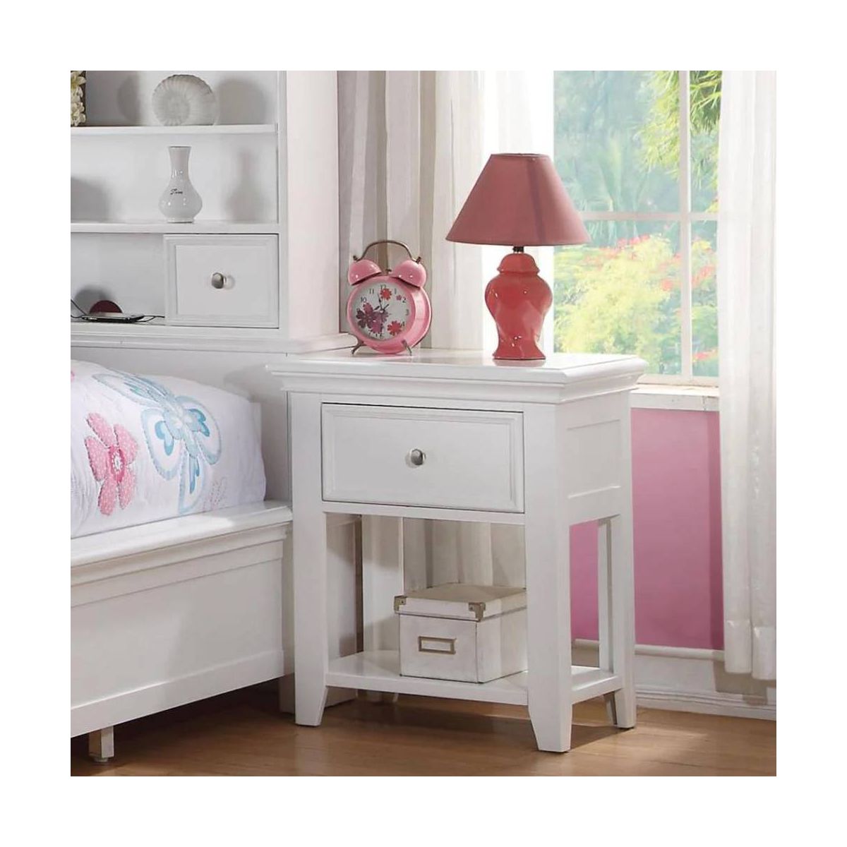 22" Lacey Nightstand White - Acme Furniture: Elegant Bedside Table with Storage, No Assembly Required - thumbnail 6