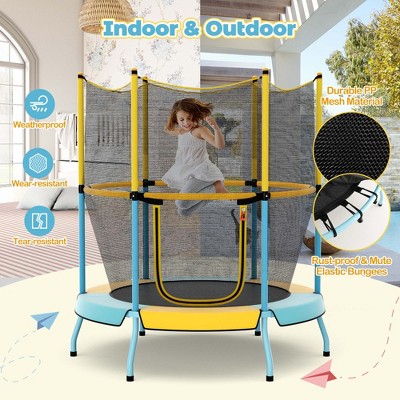 Yellow 48" Kids' Trampoline with Safety Enclosure Net