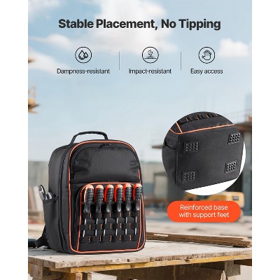 VEVOR Tool Backpack, 49 Pockets, Heavy-duty Tools Storage Organizer Work Bags with Laptop Compartment & Reinforced Fabric Base, Black+Orange — фото 6