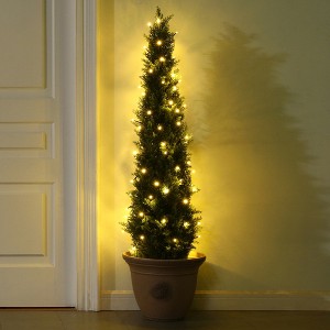 DR.Planzen Artificial Cedar Tree Christmas Trees with a pretty light strip, Faux lighted Tree Perfect for Christmas Home Decor set of 1 pack. - 1 of 4